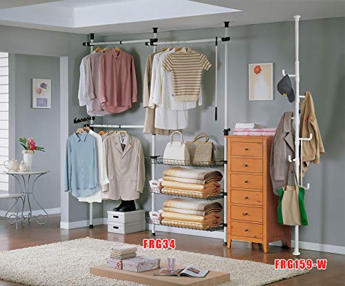 SoBuy® Sistema de Perchero Extensible,Perchero telescópico,L(1600-1950mm) XA(1030-2780mm), Metal y plástico, Color Blanco, FRG34, ES