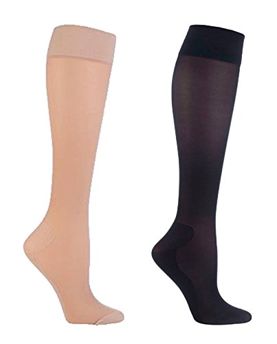 Sock Shop - Mujer calcetines medias de compresion vuelos para viaje en 2 colores (37-42 eur, Beige) flight