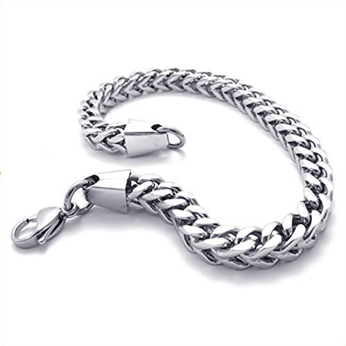 SODIAL Joyeria Pulsera de hombres, acero inoxidable, Plata