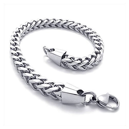 SODIAL Joyeria Pulsera de hombres, acero inoxidable, Plata