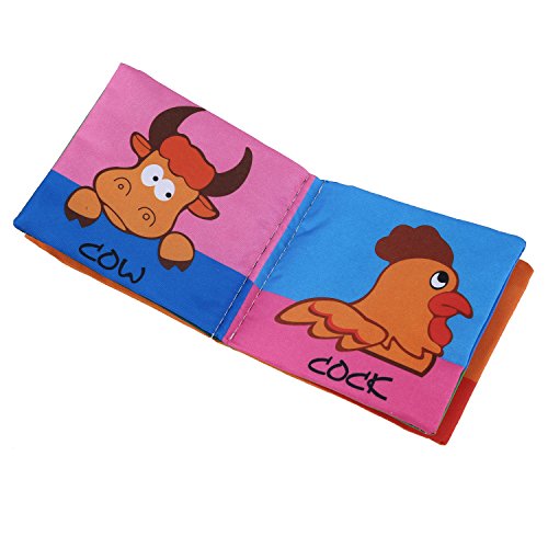 SODIAL(R) Tejido suave desarrollo del bebe Inteligencia Ninos chillona Imagen Cloth Book - Animal Kingdom