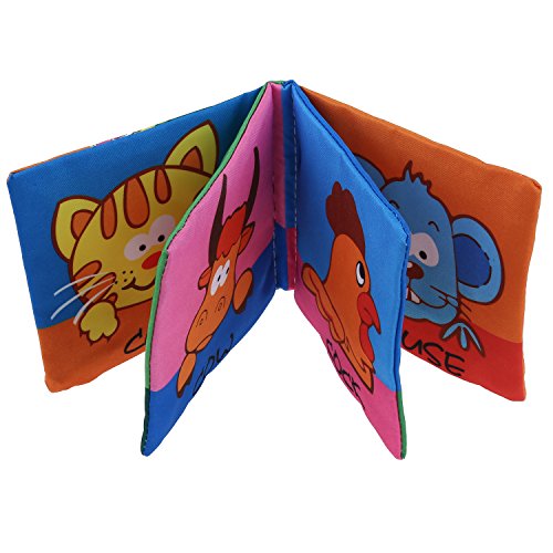 SODIAL(R) Tejido suave desarrollo del bebe Inteligencia Ninos chillona Imagen Cloth Book - Animal Kingdom
