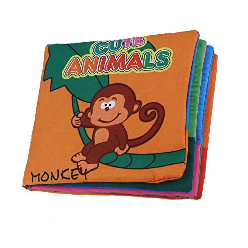 SODIAL(R) Tejido suave desarrollo del bebe Inteligencia Ninos chillona Imagen Cloth Book - Animal Kingdom