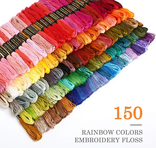 SOLEDI Hilo de Punto de Cruz 150 Tipos de Colores Bordados Hilo de Bordar de Algodón 100%（150 Colores ）