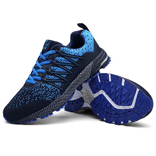 SOLLOMENSI Zapatillas de Deporte Hombres Running Zapatos para Correr Gimnasio Sneakers Deportivas Padel Transpirables Casual Montaña 44 EU A Azul