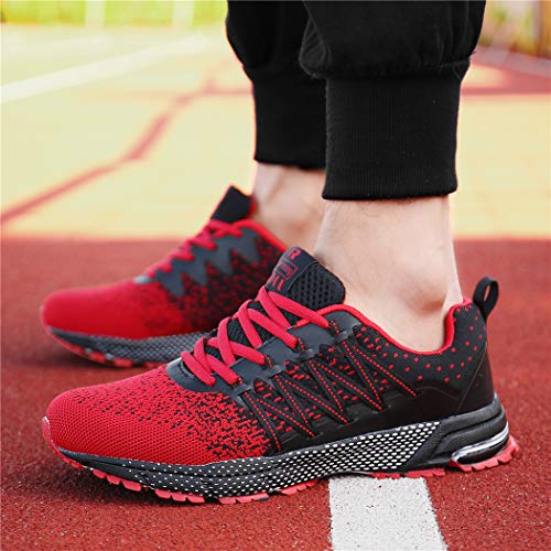 SOLLOMENSI Zapatillas de Hombres Deporte Running Zapatos para Correr Gimnasio Sneakers Deportivas Padel Transpirables Casual Montaña 45 EU A Rojo