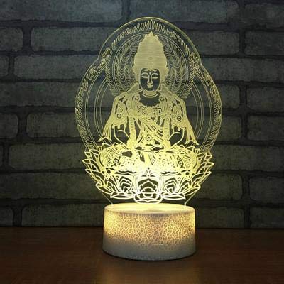 (Solo 1) luz de noche 3d de buda indio, luz de noche led para dormitorio, luz de noche led usb, regalo de cumpleaños de vacaciones para niño, decoración del hogar