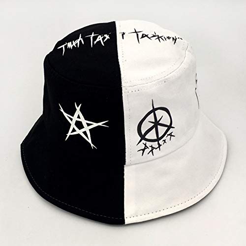 Sombrero de Pescador de Graffiti en Blanco y Negro, Marca de Moda Masculina, Hip-Hop, Calle Hipster, Estudiante Coreano japonés, Sombrero de Lavabo de Moda