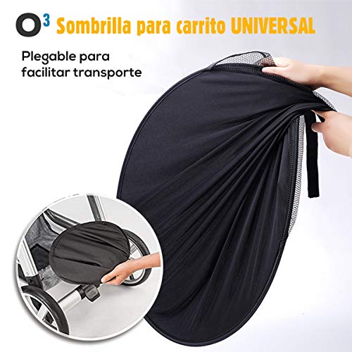 Sombrilla Carrito Bebe Universal Con Mosquitera Carro Bebe Universal - Sombrilla Carrito Bebe - Toldo Para Carrito/Silla De Paseo - Parasol Carrito Bebe (Morado)