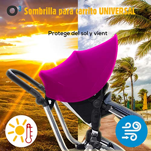 Sombrilla Carrito Bebe Universal Con Mosquitera Carro Bebe Universal - Sombrilla Carrito Bebe - Toldo Para Carrito/Silla De Paseo - Parasol Carrito Bebe (Morado)