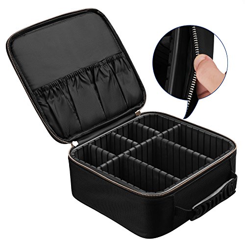SONGMICS Bolso para Maquillaje Organización de Maquillaje Almacenaje Neceser de Viaje Bolso de Aseo con Asa M MUC23BK