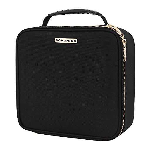 SONGMICS Bolso para Maquillaje Organización de Maquillaje Almacenaje Neceser de Viaje Bolso de Aseo con Asa M MUC23BK