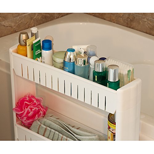 SONGMICS Estante para Hogar y Baño, Carrito de Cocina, Estantería de Cocina, 3 Niveles, 72,5 cm, Blanco KTR03W