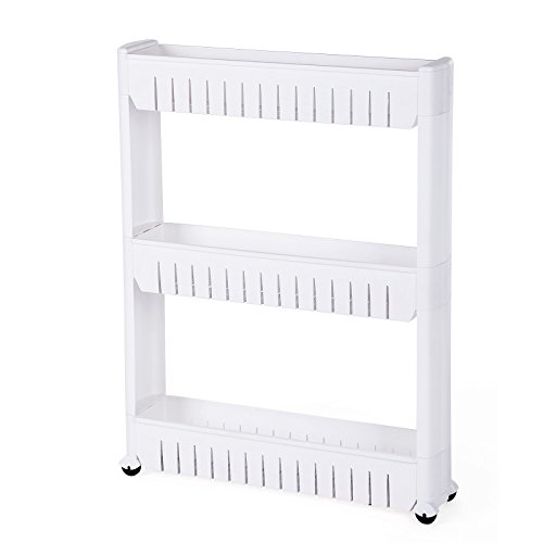 SONGMICS Estante para Hogar y Baño, Carrito de Cocina, Estantería de Cocina, 3 Niveles, 72,5 cm, Blanco KTR03W