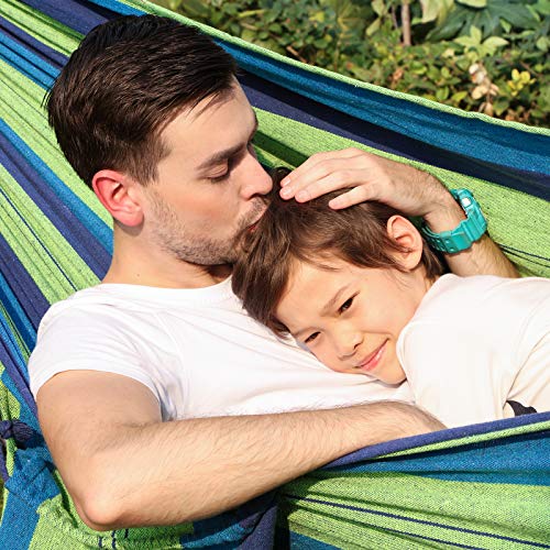 SONGMICS Hamaca Colgante Tejido Polialgodón Relajar en Jardín Camping 210 x 150 cm Carga de 300 kg Colorido GDC15L