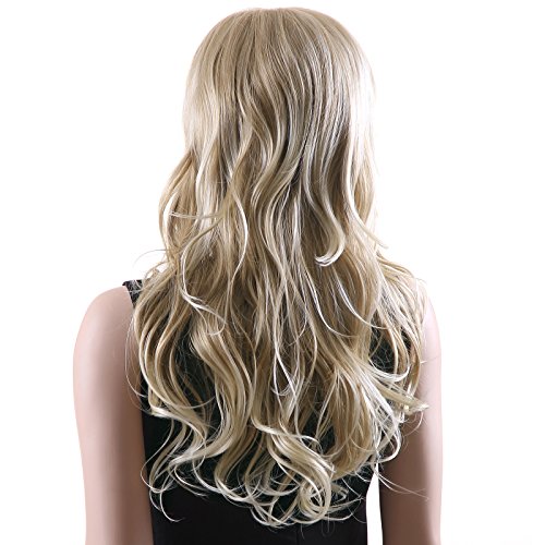 SONGMICS Peluca Larga Ondulada Cabello sintético Mujer De Moda para Disfraz Carnaval Color Rubio WFF046