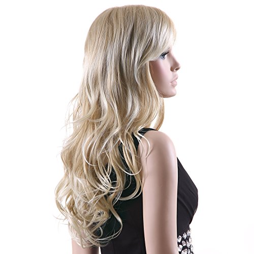 SONGMICS Peluca Larga Ondulada Cabello sintético Mujer De Moda para Disfraz Carnaval Color Rubio WFF046