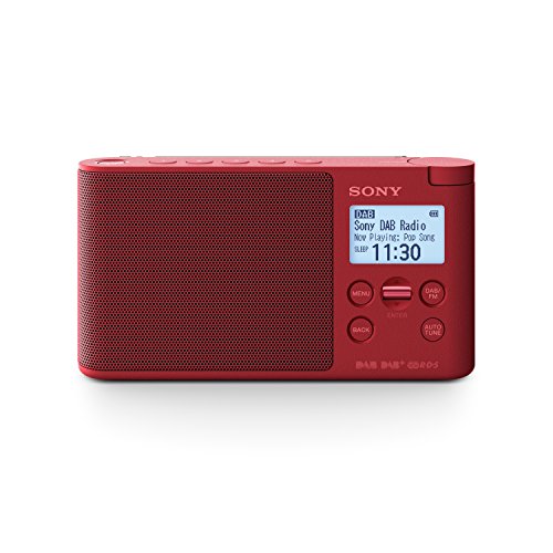 Sony XDRS41DR.EU8 - Radio portátil Digital (Dab/Dab+/FM, Altavoz, 5 presintonías Digitales y 5 analógicas, Pantalla LCD, Temporizador, Adaptador CA) Rojo