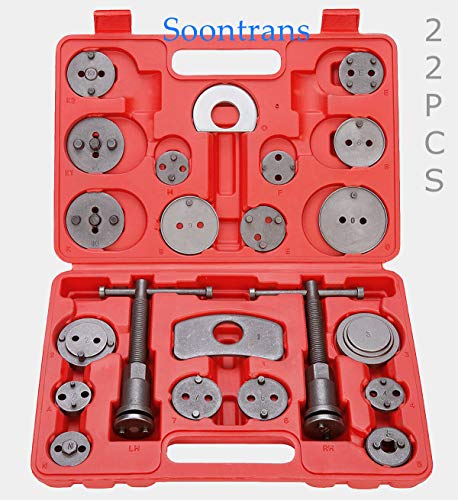 Soontrans-Reposicionador de pistones de freno - Sets de herramientas para las pinzas de freno - compresor pistones freno - 22piezas - reponer pinzas de freno- Kompressor Tool Kit Universal
