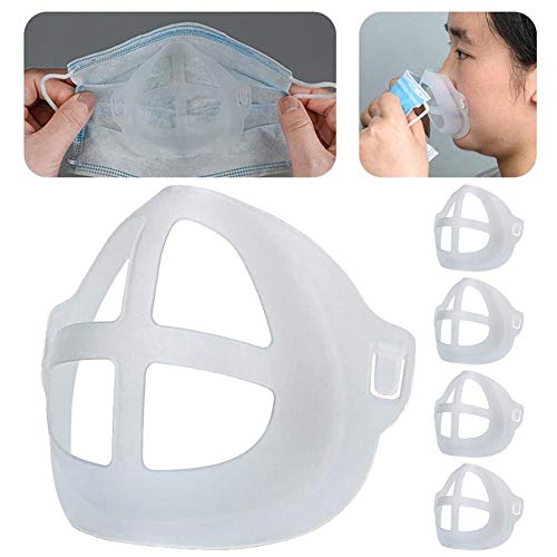 Soporte 3D para protección de lápiz labial Juego de 5, máscara cómoda Marco de soporte interno Protector de maquillaje reutilizable de silicona Crea más espacio para respirar para el verano