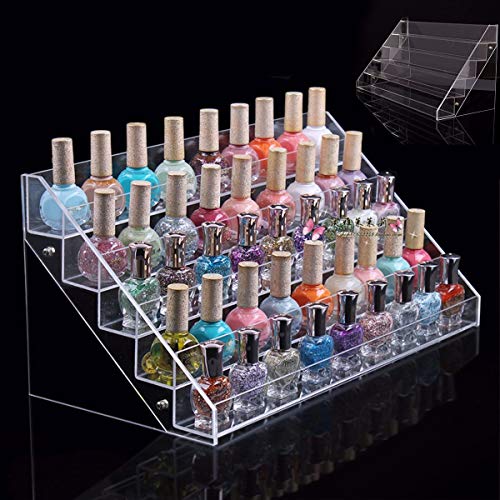 Soporte de Esmalte de Uñas, Organizador de Maquillaje Transparente Grande, Luckyfine Caja para Cosméticos, Organizador Cosmético, 5 Niveles