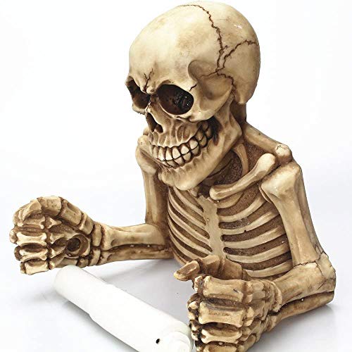 Soporte de papel higiénico con diseño de calavera para decoración de Halloween, soporte de papel higiénico, soporte de almacenamiento, soporte para toallas de papel (esqueleto)