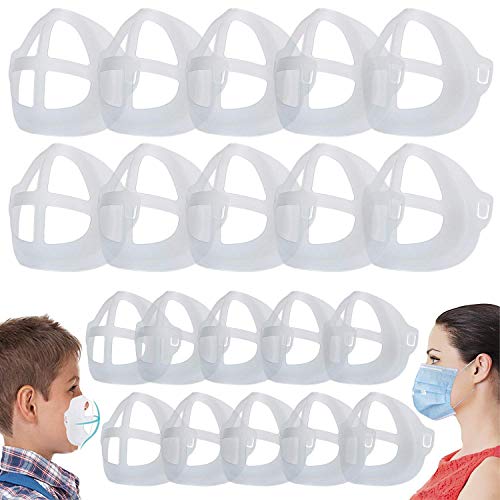 Soporte facial 3D para mayor comodidad respirando, marco de soporte interior para adultos y niños, lavable reutilizable lápiz labial protección cara Mas- k Accesorios, paquete de 20