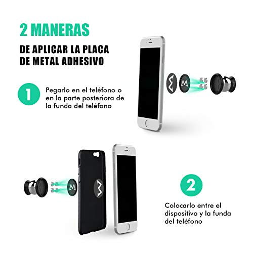 Soporte Magnético Universal con Pegatinas Metalicas, Mpow Iman Móvil Coche / Soporte Auto Car Mount Metálico 360° Rotación Apoyo Pegar a Cualquier Superficie Limpiado para iPhone7/ 6/ 6s 6 Plus, Google Pixely, Galaxy S8, Moto G5,LG G6 y Otros Smartphones