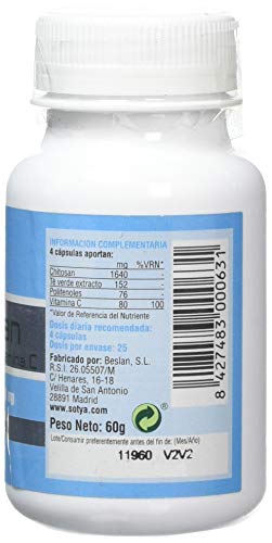 SOTYA - SOTYA Chitosán + Té verde + Vitamina C 100 cápsulas 600mg
