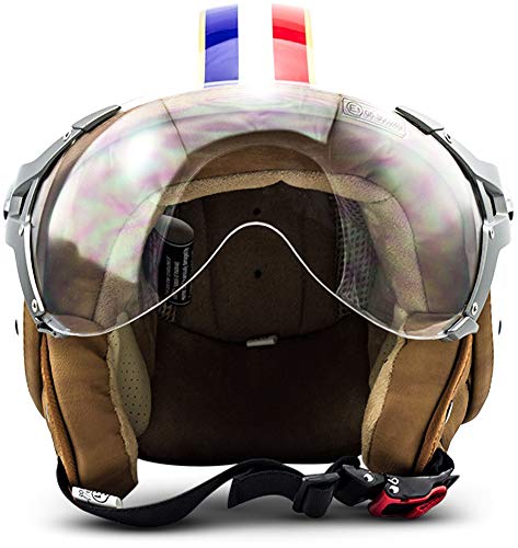 Soxon SP-325 - Casco Moto, ECE Certificado, con parasol y bolsa de casco, Multicolor/Paris, S (55-56cm)