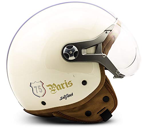 Soxon SP-325 - Casco Moto, ECE Certificado, con parasol y bolsa de casco, Multicolor/Paris, S (55-56cm)
