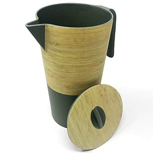Space Home - Jarra de Agua de Bambú - Jarra con Tapa - Recipiente para Líquidos Respetuoso con el Medio Ambiente - Biodegradable - Verde
