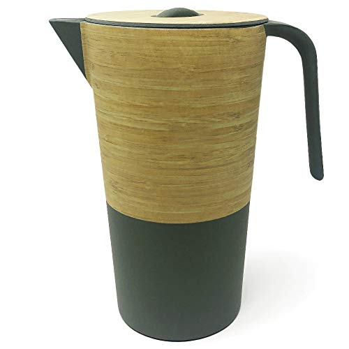Space Home - Jarra de Agua de Bambú - Jarra con Tapa - Recipiente para Líquidos Respetuoso con el Medio Ambiente - Biodegradable - Verde