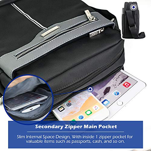 SPAHER Ipad Bolso Hombre Bandolera Bolsa de Mensajero Lona Grande Bolsa de negocios Crossbody Tote Satchel Impermeable Bolsa de viaje Bolso Regalo diario bolsa de hombre con ajustable Bandolera Gris