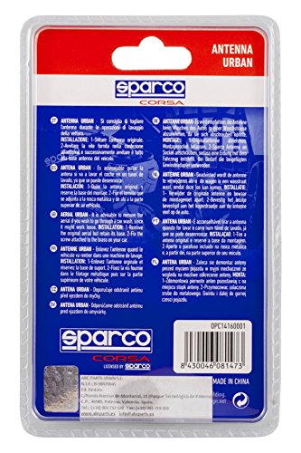 Sparco OPC14160001 Urban Antena de Coche, sin valvulas, Negro/Blanco