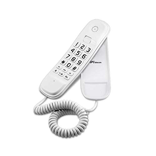 SPC Original Lite teléfono fijo color blanco sobremesa y mural fácil de usar con 2 memorias directas, rellamada al último número marcado y función mute