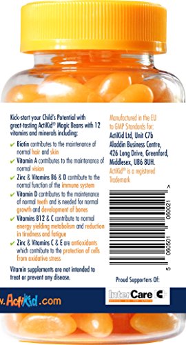 SPECIAL OFFER 2x ActiKid Magic Beans Multi-Vitamin 90x Orange Flavour, Gelatin free, Fortalecimiento del sistema inmunológico