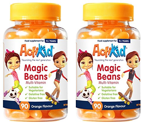 SPECIAL OFFER 2x ActiKid Magic Beans Multi-Vitamin 90x Orange Flavour, Gelatin free, Fortalecimiento del sistema inmunológico