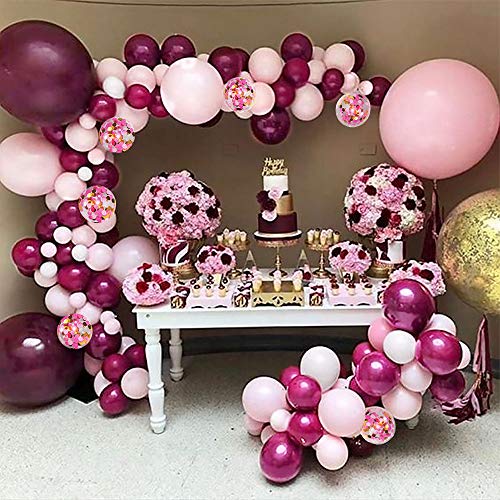 SPECOOL 106 Kit de ​​Guirnalda de Globos,Globos Vino Tinto,Blancos Rosados,Globos de Confeti Rosa, Globos de Cumpleaños, Decoraciones para Fiestas y Accesorios para Cumpleaños o Bodas, Baby Shower