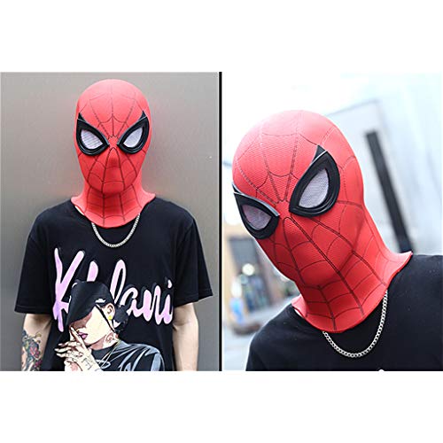Spider-Man: Far From Home, Marvel Avengers Spiderman Máscara de cara completa de PVC Casco Cascos, Película Cosplay Sombra Disimular Accesorios de disfraces de batalla, Cabeza de Halloween,A-OneSize