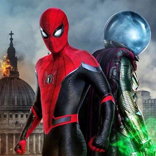 Spider-Man: Far From Home, Marvel Avengers Spiderman Máscara de cara completa de PVC Casco Cascos, Película Cosplay Sombra Disimular Accesorios de disfraces de batalla, Cabeza de Halloween,A-OneSize