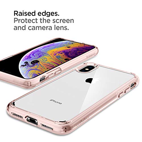 Spigen Ultra Hybrid Funda iPhone XS/X con Tecnología de cojín de Aire y protección híbrida de la Gota para iPhone XS 5.8" (2018) & X (2017) - Rose Crystal