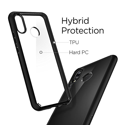 Spigen Ultra Hybrid Funda Transparente con Bordes Negro - Fundas con tecnología de amortiguación de Aire y protección contra caídas, para Huawei P20 Lite (2018) - Negro (L22CS23075)