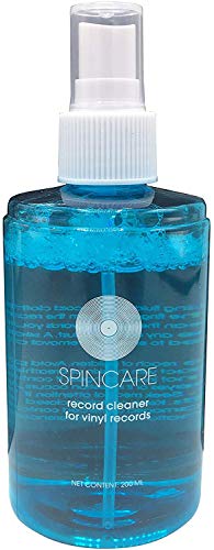 SPINCARE Kit De Limpieza De Discos LP De Vinilo Juego 5 En 1 Que Incluye Solución De Limpieza Antiestática para Discos, Almohadilla De Terciopelo, Soporte para Secado/Exhibición Y Cepillo De Fibra