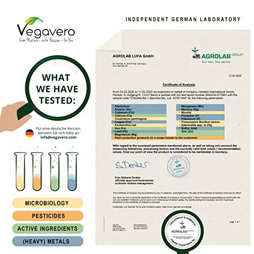 Spirulina + Chlorella Orgánica Vegavero® | 2000 mg | 240 Cápsulas | Testado en Laboratorio | Algas Marinas | Superfood rica en Clorofila | Cansancio + Energía | BIO
