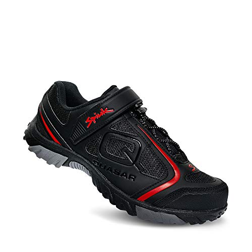 Spiuk Quasar MTB Zapatilla, Unisex Adulto, Negro Mate/Rojo, 37