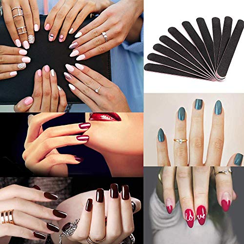 Sporgo Lima De Uñas Profesional,10 Piezas Negro 100/180 Limas De Uñas Profesionales Limas De Uñas De Doble Punta Lima De Uñas Desechable,Limas De Uñas De Color Rosa Para Uñas De Gel.
