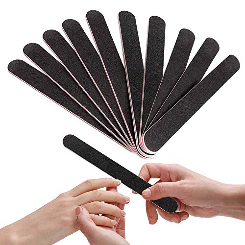 Sporgo Lima De Uñas Profesional,10 Piezas Negro 100/180 Limas De Uñas Profesionales Limas De Uñas De Doble Punta Lima De Uñas Desechable,Limas De Uñas De Color Rosa Para Uñas De Gel.