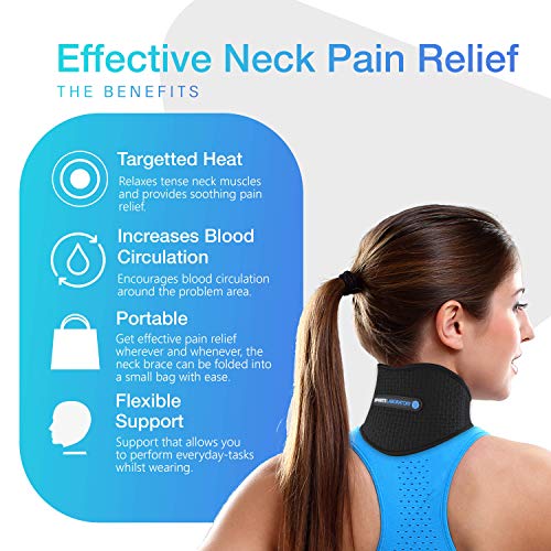 Sports Laboratory ® Collarín Cervical Para el Dolor de Cuello Ajustable Con Turmalina e Imanes Con Capacidad de Emitir Calor (Regular)