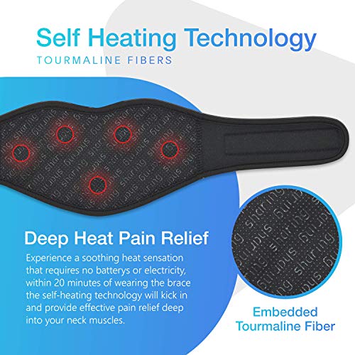 Sports Laboratory ® Collarín Cervical Para el Dolor de Cuello Ajustable Con Turmalina e Imanes Con Capacidad de Emitir Calor (Regular)